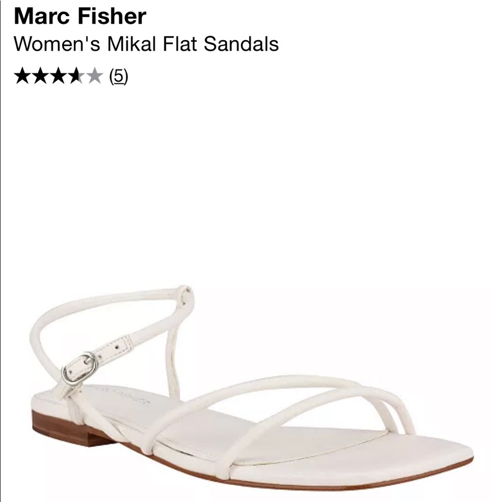 Marc Fisher Strappy Flat Sandals - Mikal - White